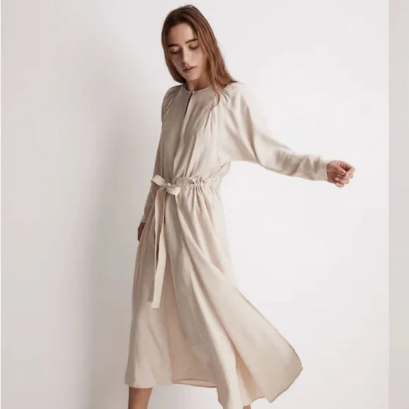 Madewell Tie-Front Paperbag Midi Dress - Picture 2 of 3